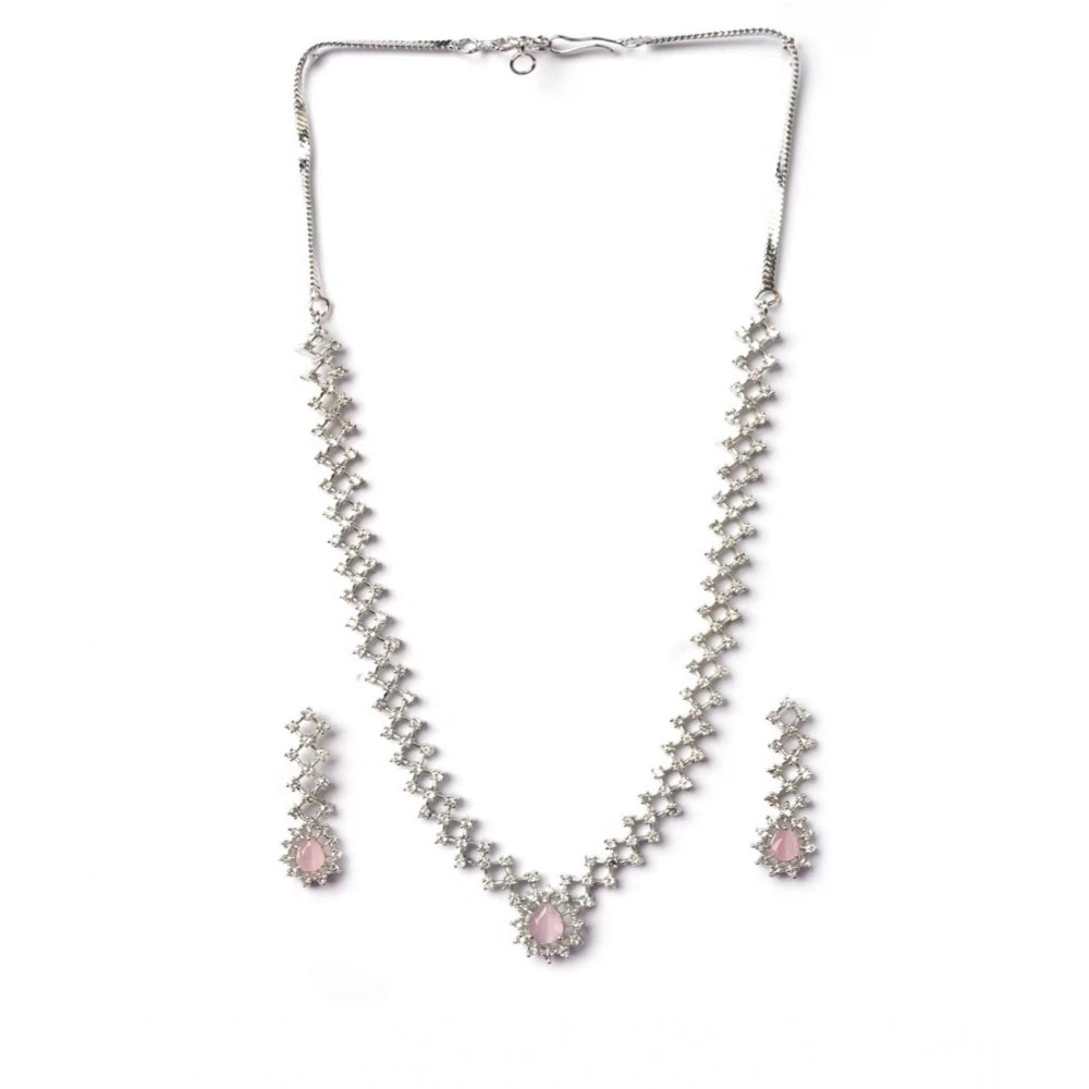 Pink Silver-Plated Necklace Set No. 3 - Vkart - View 2