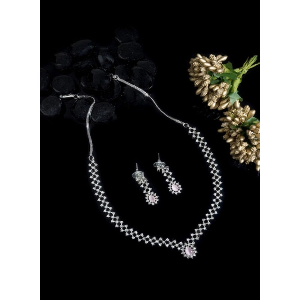 Pink Silver-Plated Necklace Set No. 3 - Vkart - View 3