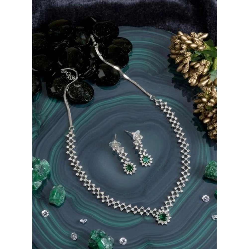 Green Silver-Plated Necklace Set No. 3 - Vkart