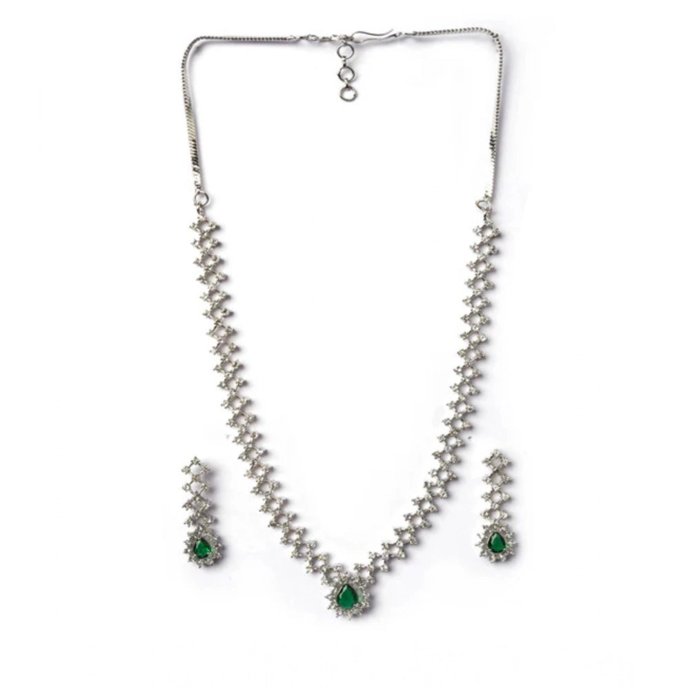 Green Silver-Plated Necklace Set No. 3 - Vkart - View 2