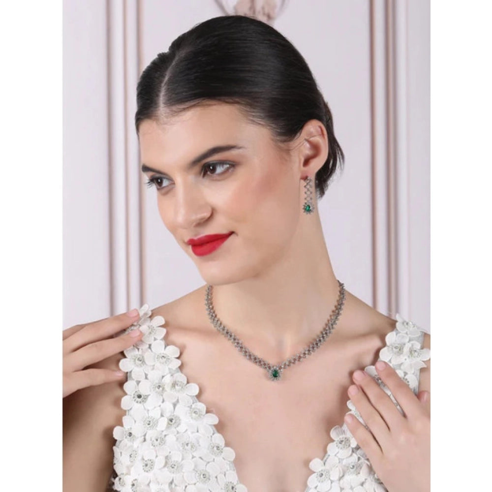 Green Silver-Plated Necklace Set No. 3 - Vkart - View 3
