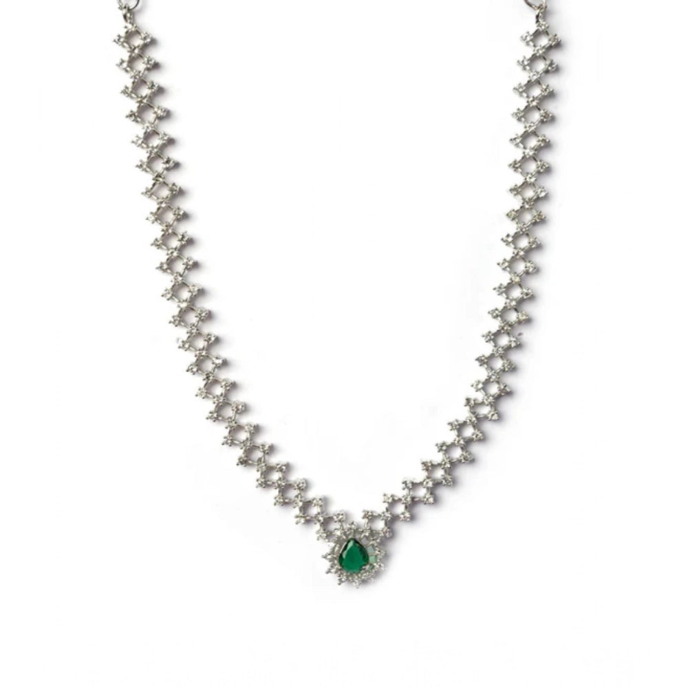 Green Silver-Plated Necklace Set No. 3 - Vkart - View 4