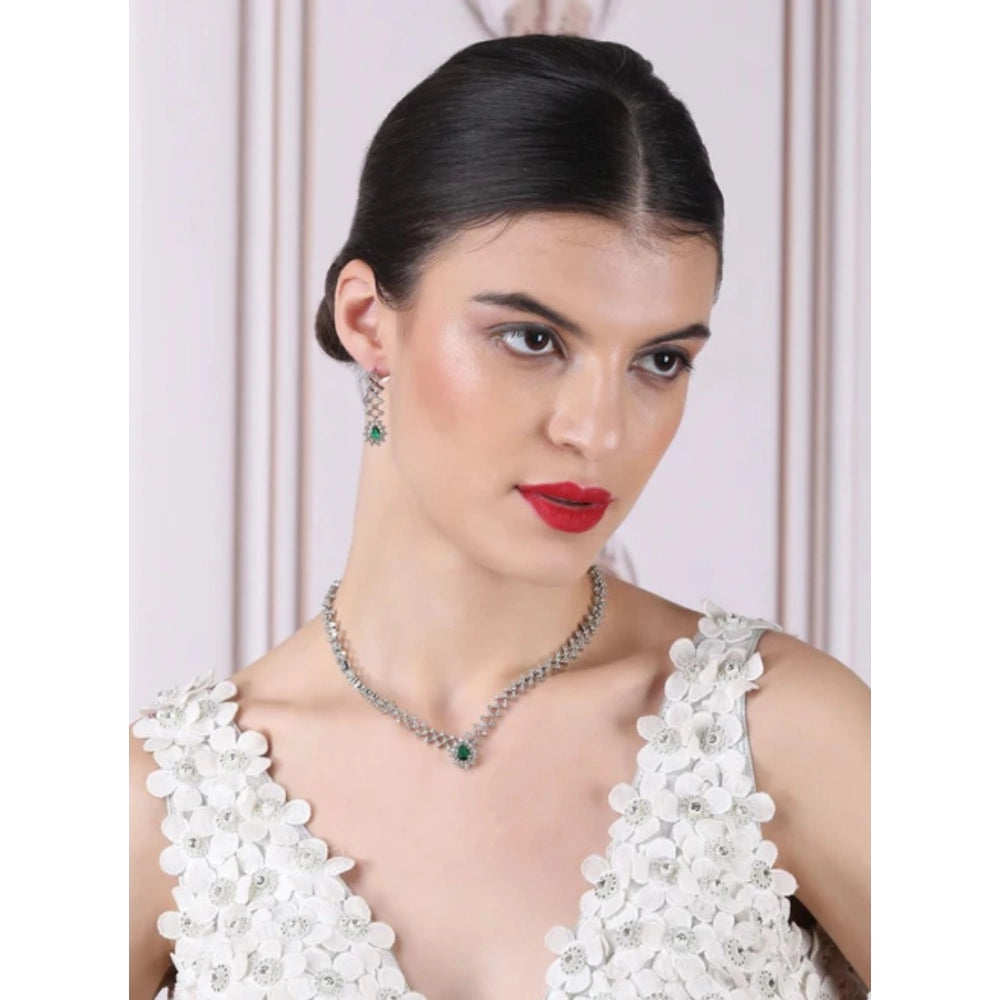 Green Silver-Plated Necklace Set No. 3 - Vkart - View 5
