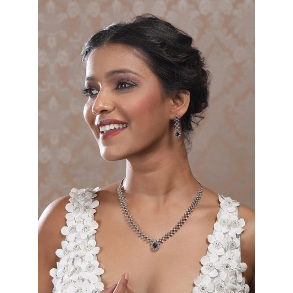 Blue Silver-Plated Necklace Set No. 3 - Vkart - View 3