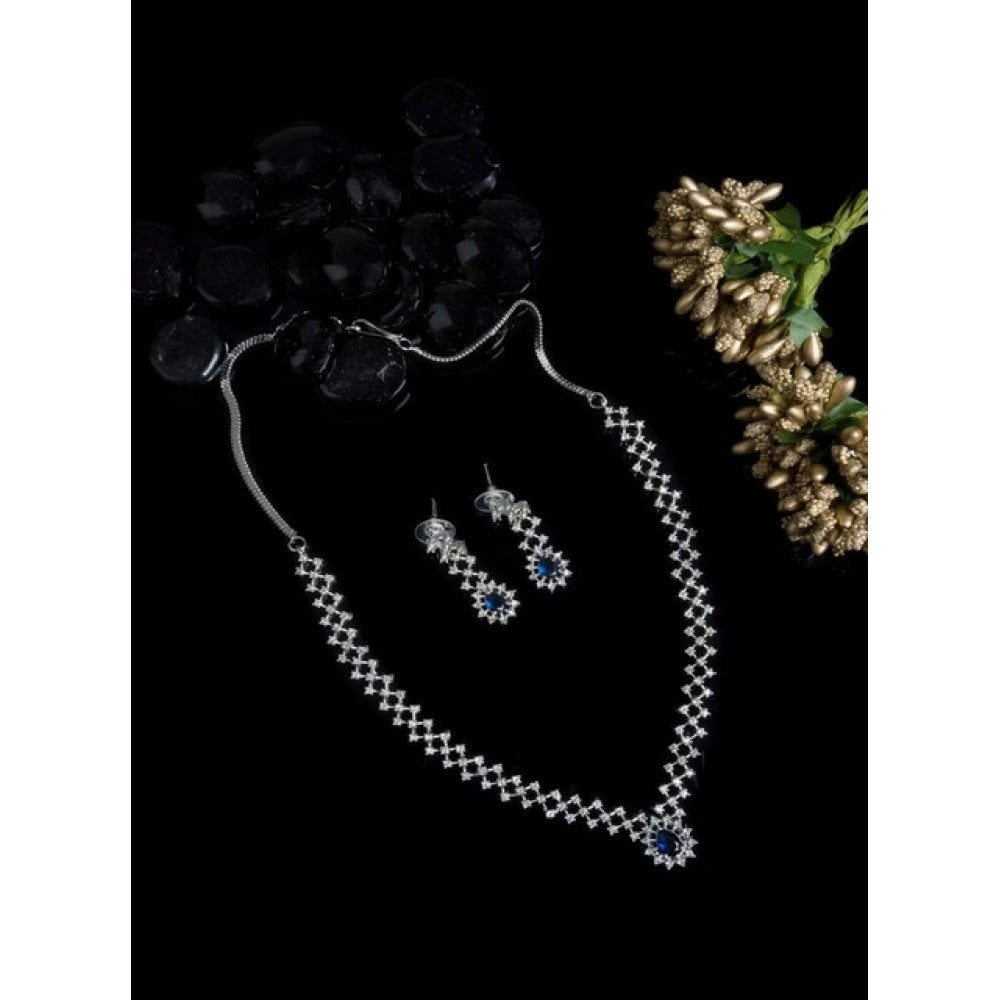 Blue Silver-Plated Necklace Set No. 3 - Vkart - View 4