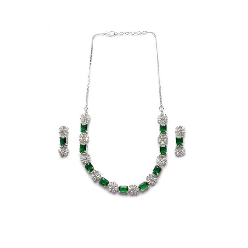 Green Silver-Plated Necklace Set No. 4 - Vkart - View 2