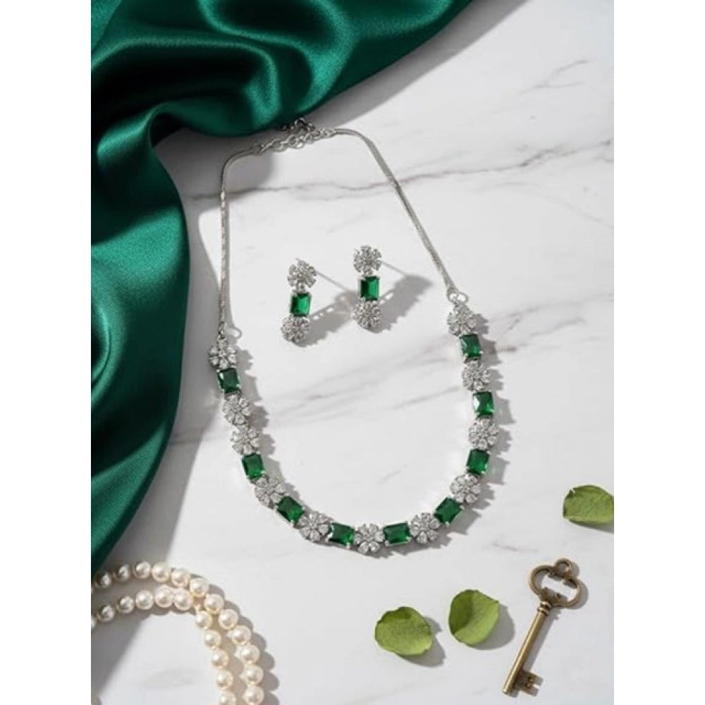 Green Silver-Plated Necklace Set No. 4 - Vkart - View 3