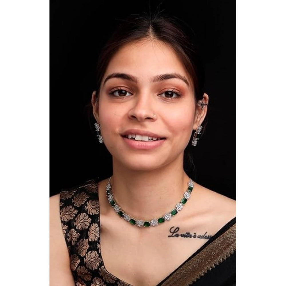 Green Silver-Plated Necklace Set No. 4 - Vkart - View 4