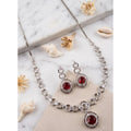Red Silver-Plated Necklace Set - Vkart