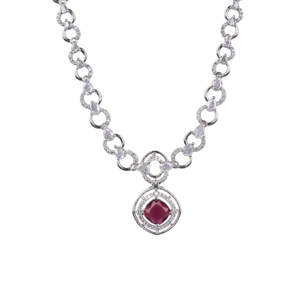 Red Silver-Plated Necklace Set - Vkart - View 4