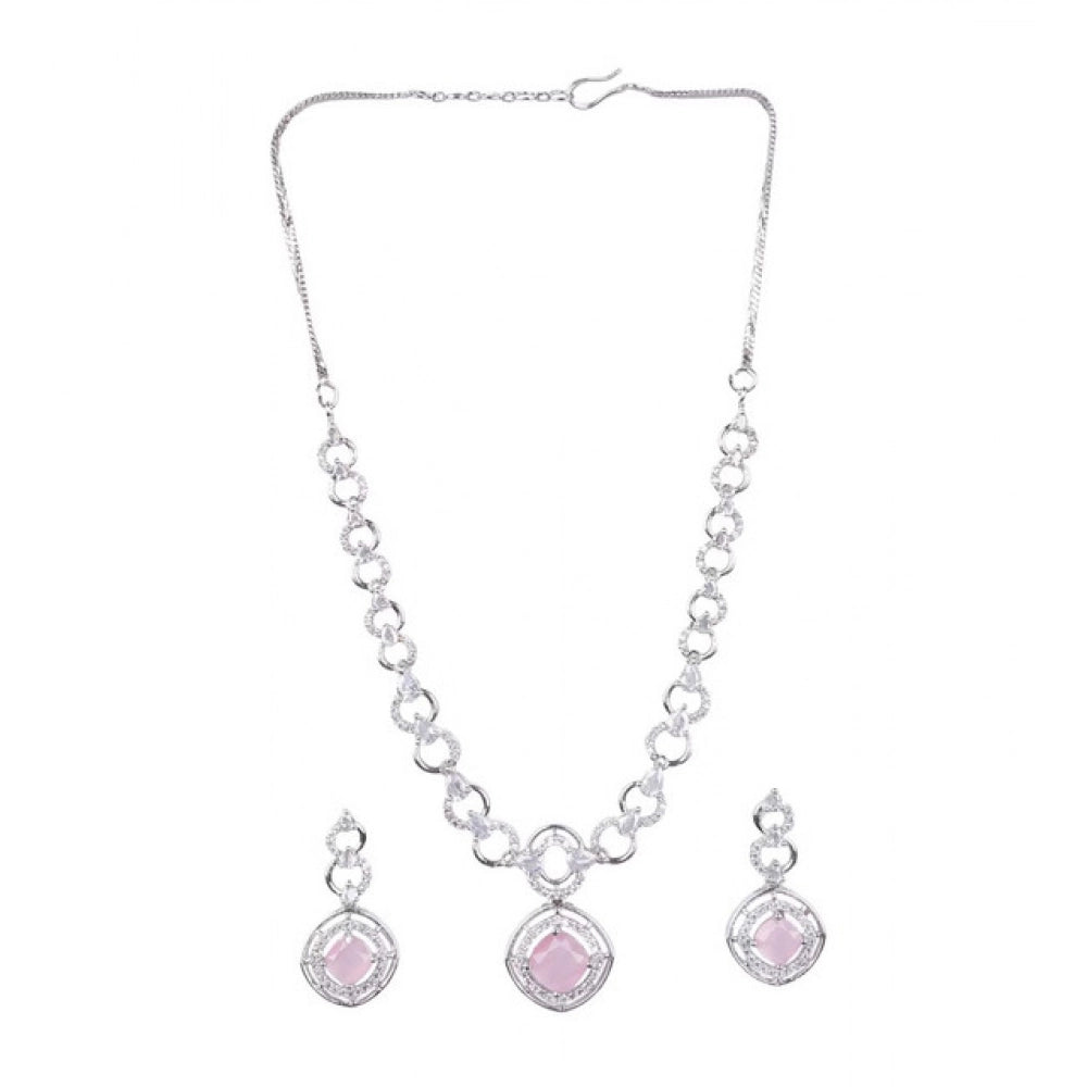 Pink Silver-Plated Necklace Set No. 4 - Vkart - View 2