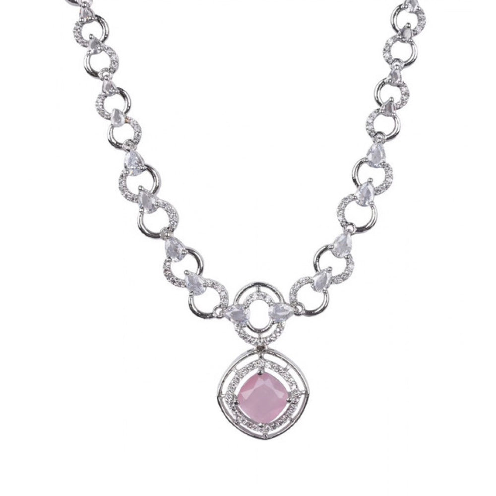 Pink Silver-Plated Necklace Set No. 4 - Vkart - View 4