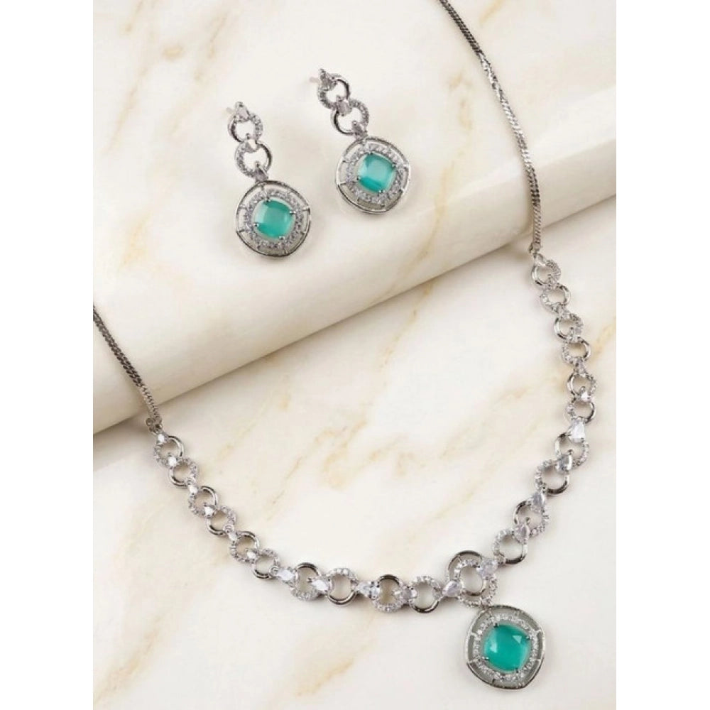 Turquoise Silver-Plated Necklace Set No. 4 - Vkart