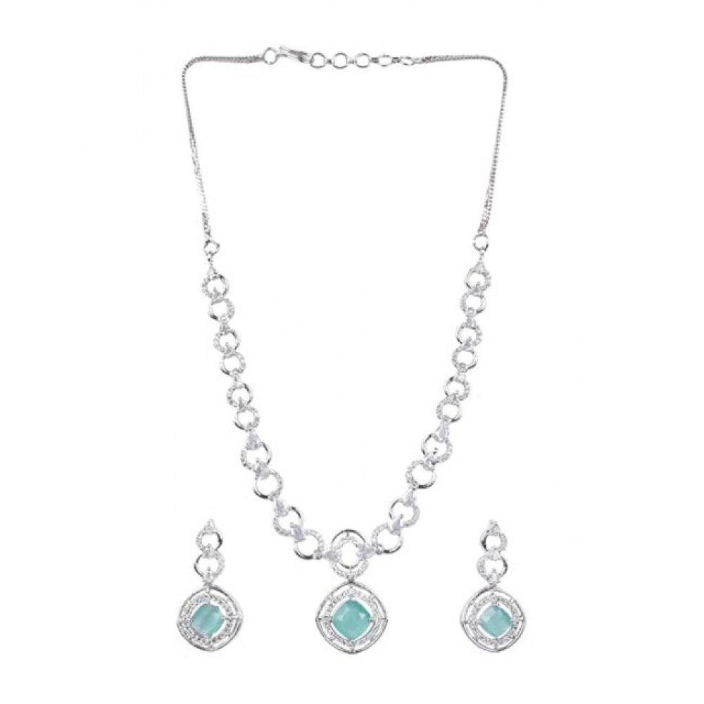 Turquoise Silver-Plated Necklace Set No. 4 - Vkart - View 2