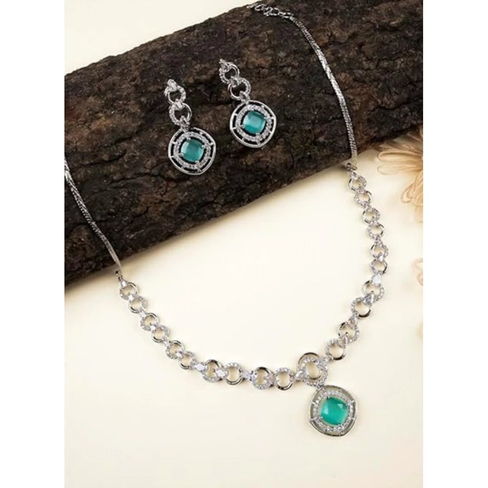 Turquoise Silver-Plated Necklace Set No. 4 - Vkart - View 3
