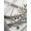 Green Silver-Plated Necklace Set No. 5 - Vkart