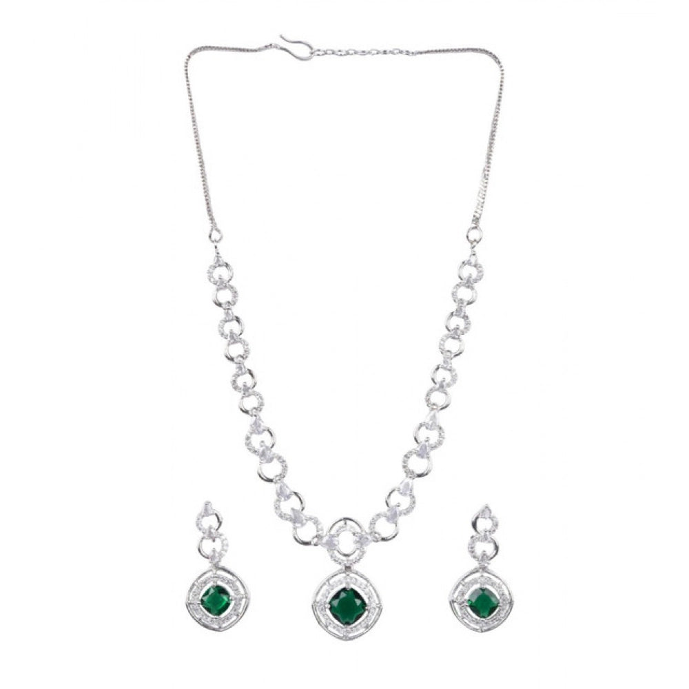 Green Silver-Plated Necklace Set No. 5 - Vkart - View 2