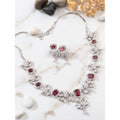 Red Silver-Plated Necklace Set No. 2 - Vkart