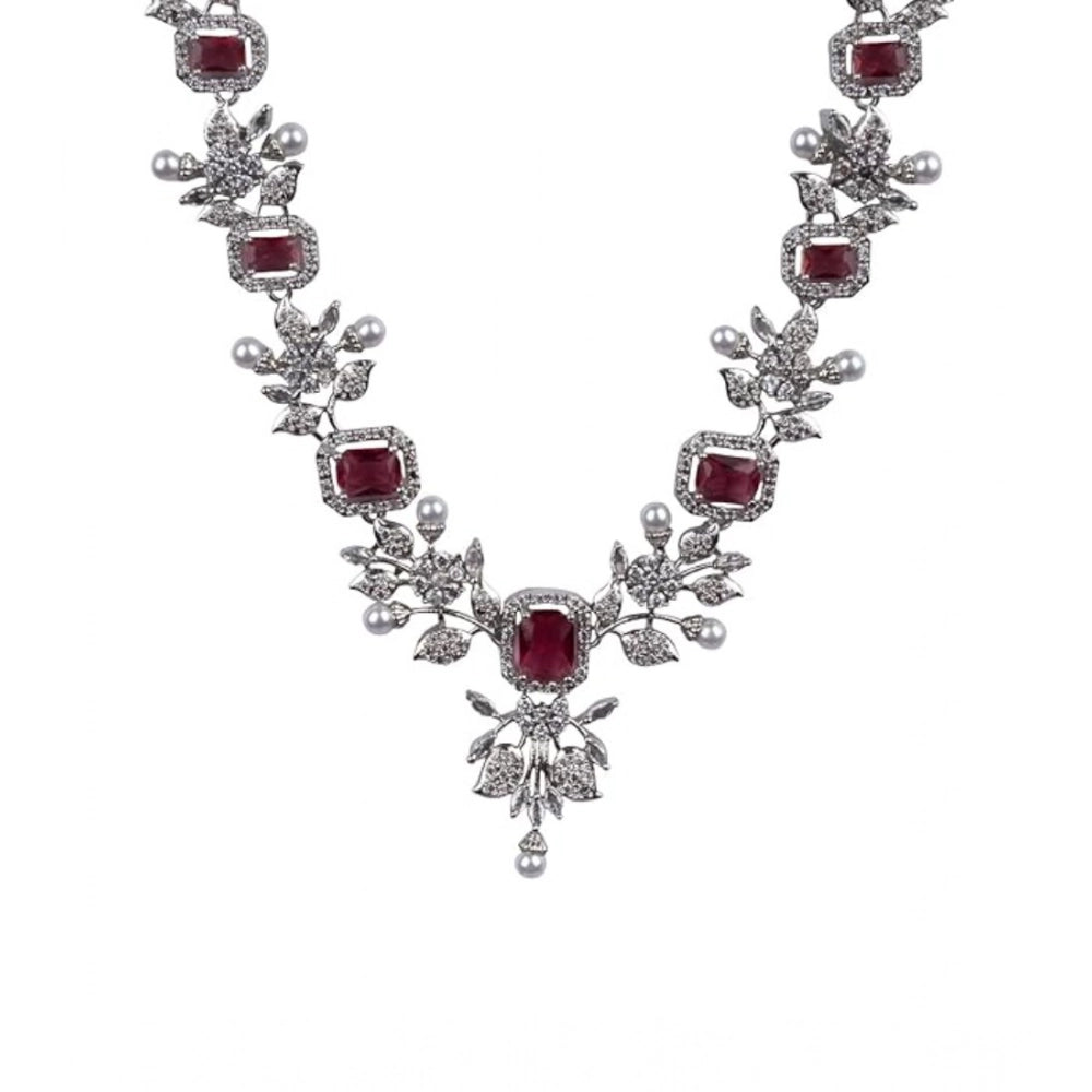 Red Silver-Plated Necklace Set No. 2 - Vkart - View 4