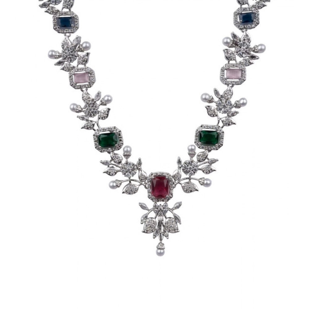 Multicolour Silver-Plated Necklace Set - Vkart - View 4