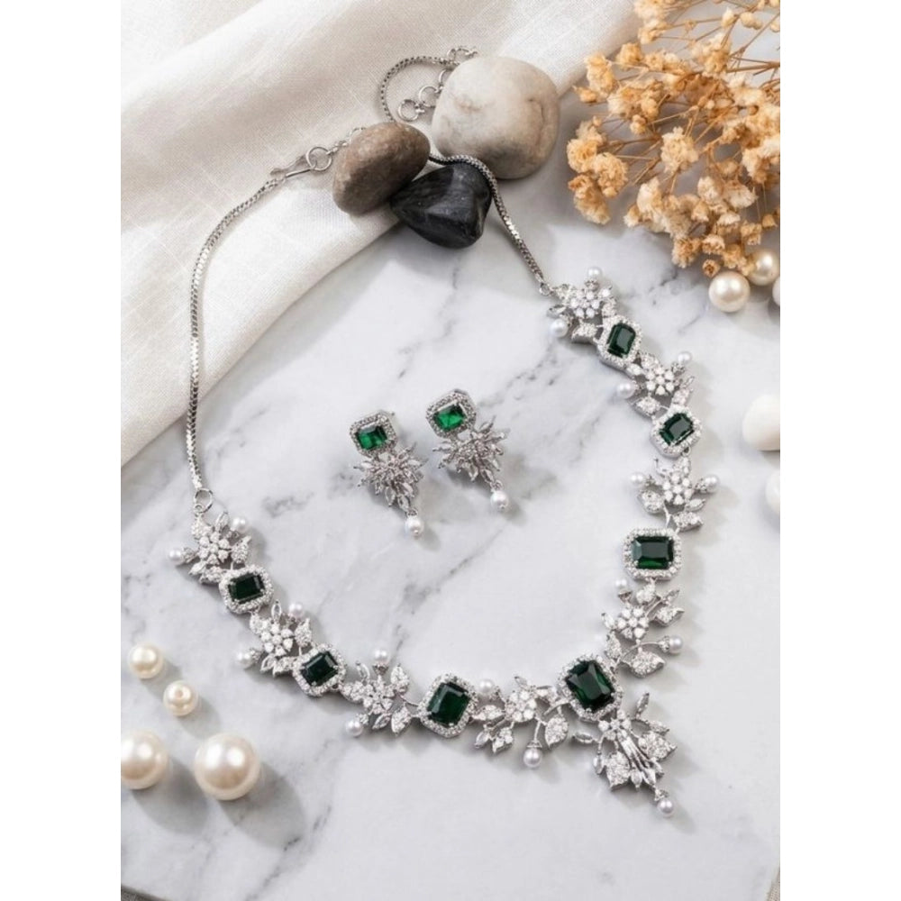 Green Silver-Plated Necklace Set No. 6 - Vkart