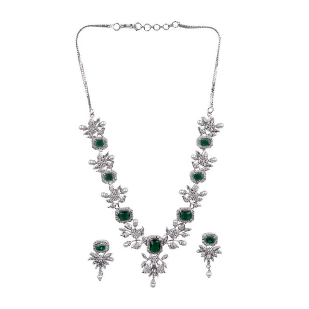 Green Silver-Plated Necklace Set No. 6 - Vkart - View 2