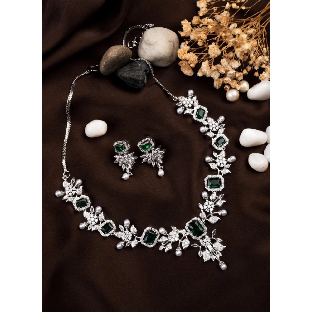 Green Silver-Plated Necklace Set No. 6 - Vkart - View 3