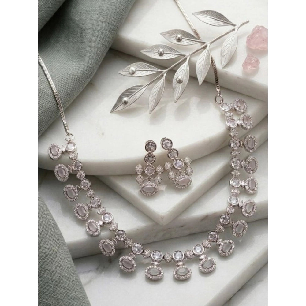 White Silver-Plated Necklace Set - Vkart