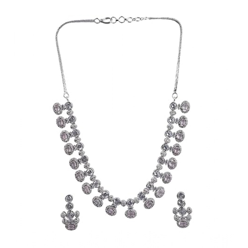 White Silver-Plated Necklace Set - Vkart - View 2