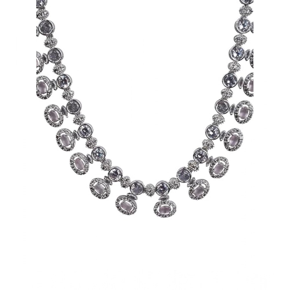 White Silver-Plated Necklace Set - Vkart - View 4