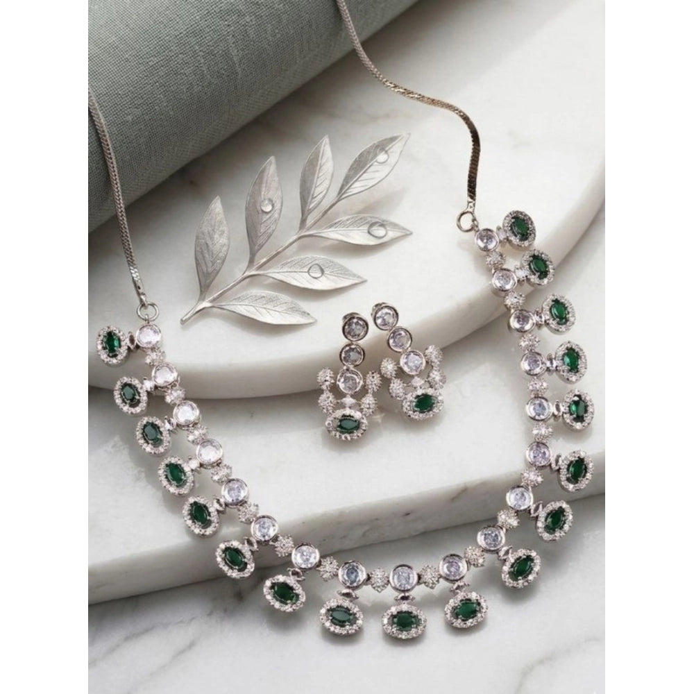 Green Silver-Plated Necklace Set No. 7 - Vkart
