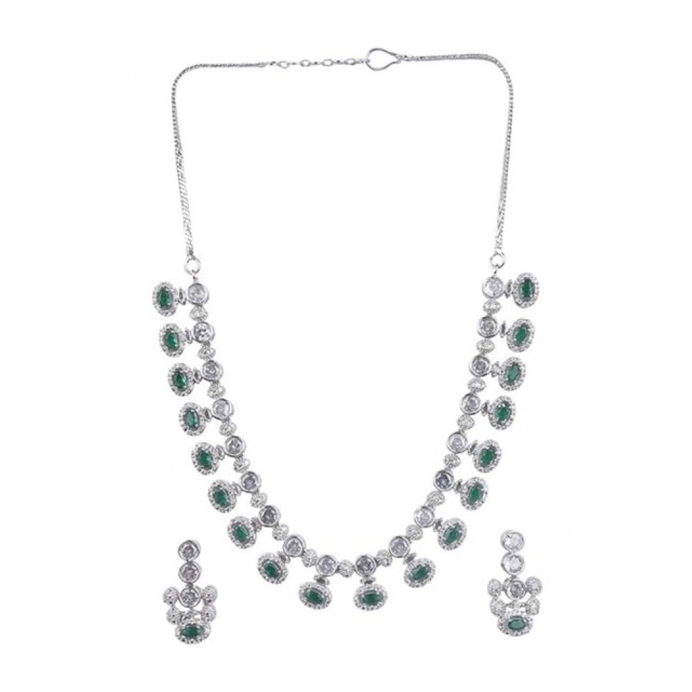 Green Silver-Plated Necklace Set No. 7 - Vkart - View 2