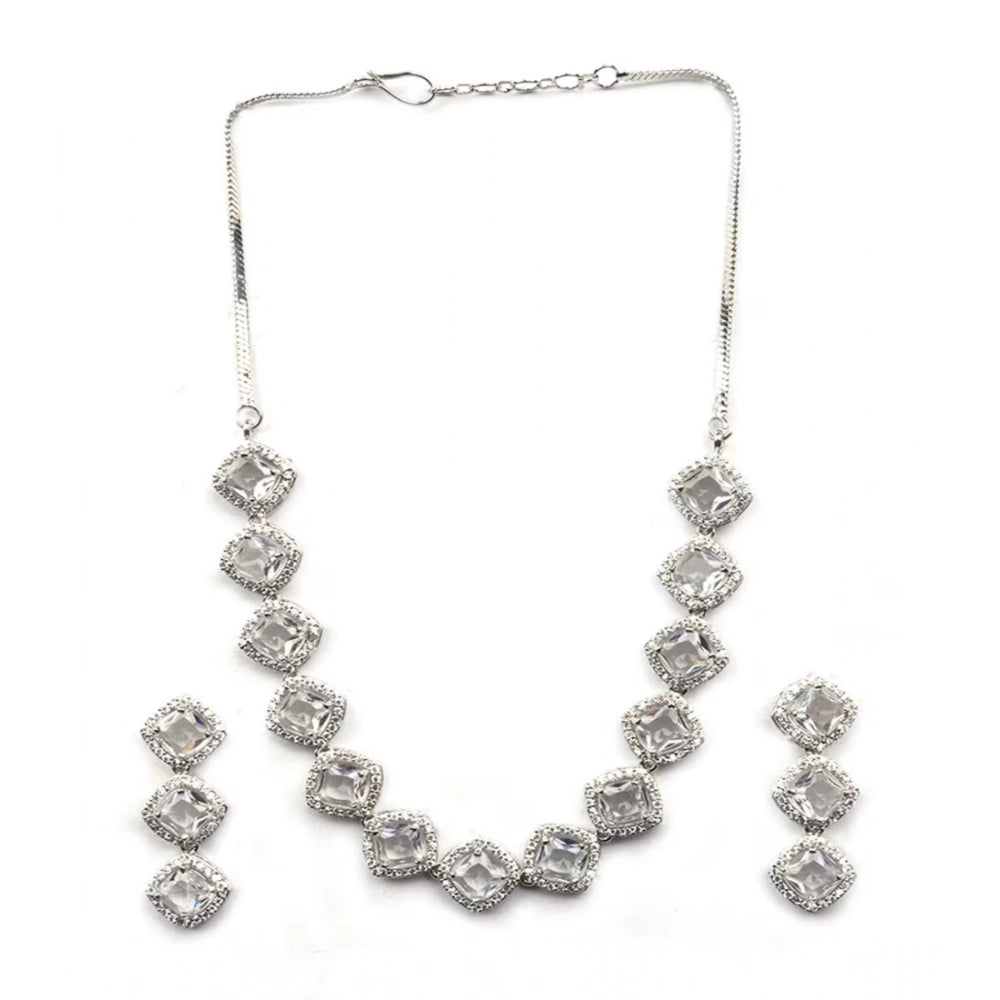 White Silver-Plated Necklace Set No. 2 - Vkart - View 2