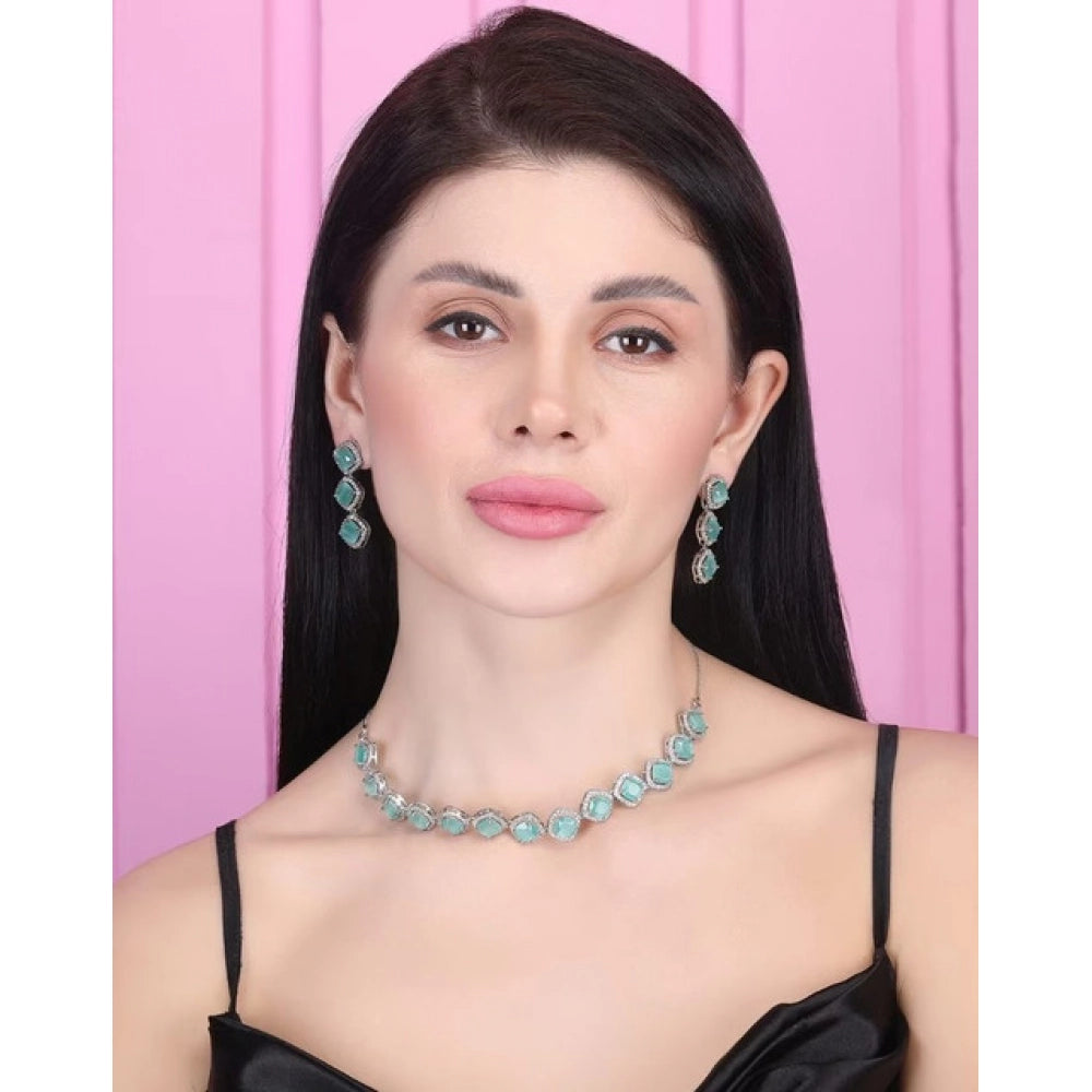 Turquoise Silver-Plated Necklace Set No. 7 - Vkart - View 4