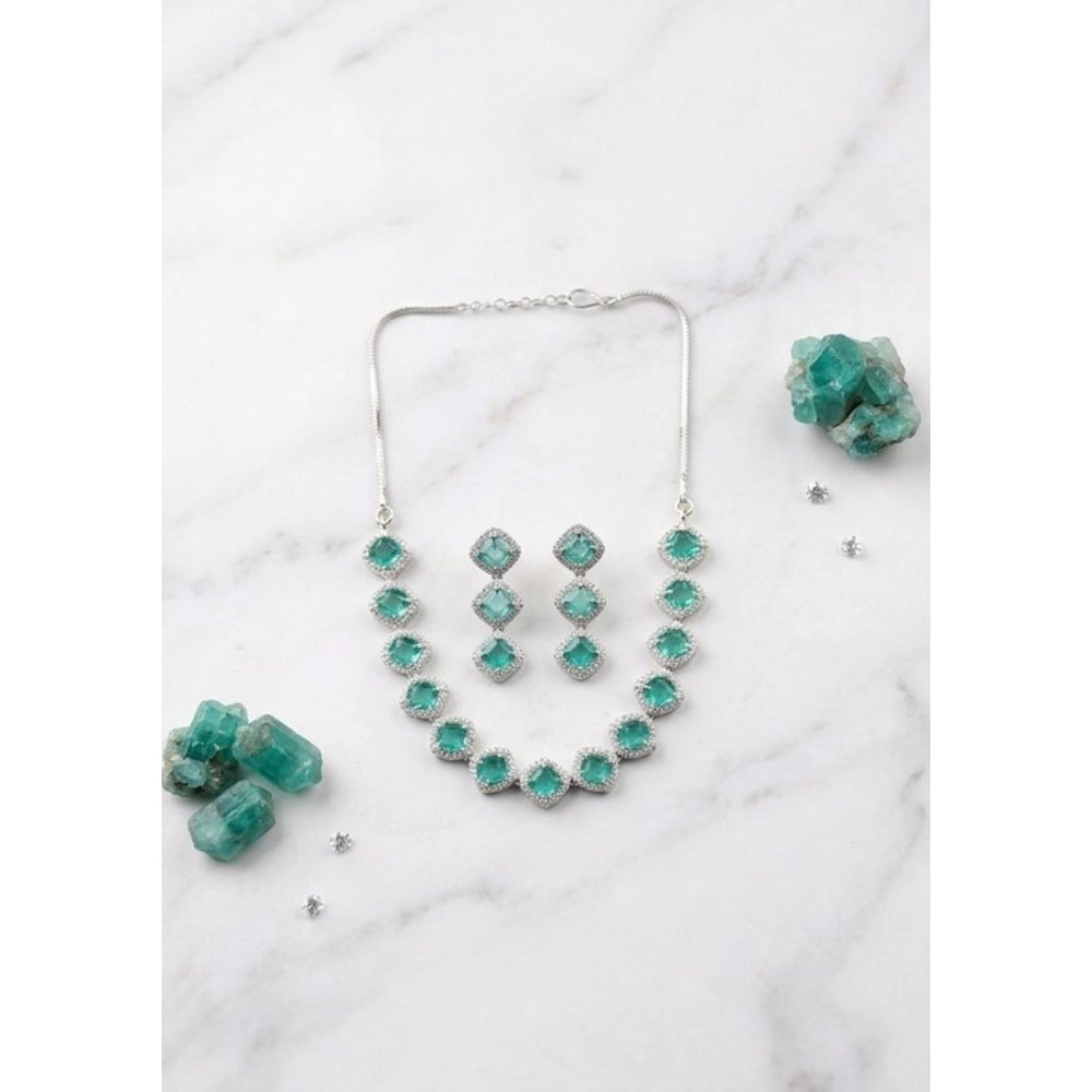 Green Silver-Plated Necklace Set No. 8 - Vkart
