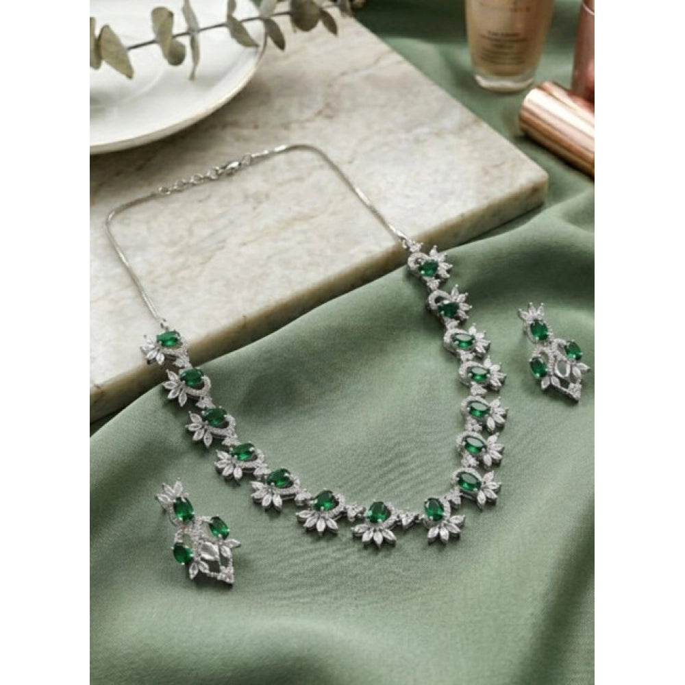 Green Silver-Plated Necklace Set No. 9 - Vkart