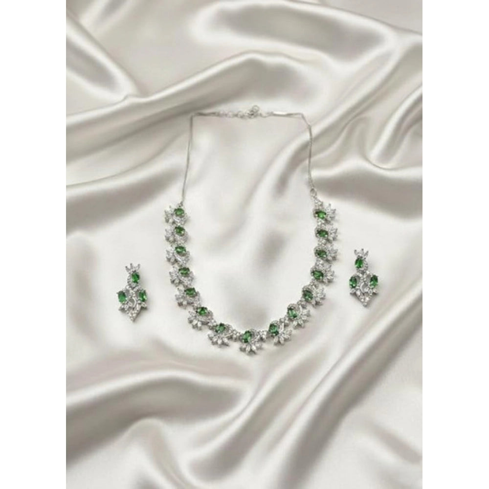 Green Silver-Plated Necklace Set No. 9 - Vkart - View 3