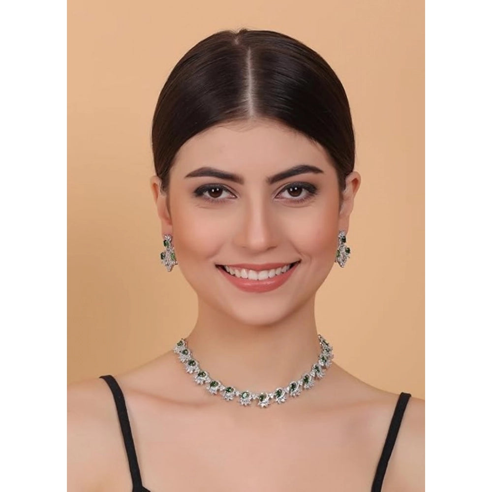 Green Silver-Plated Necklace Set No. 9 - Vkart - View 4