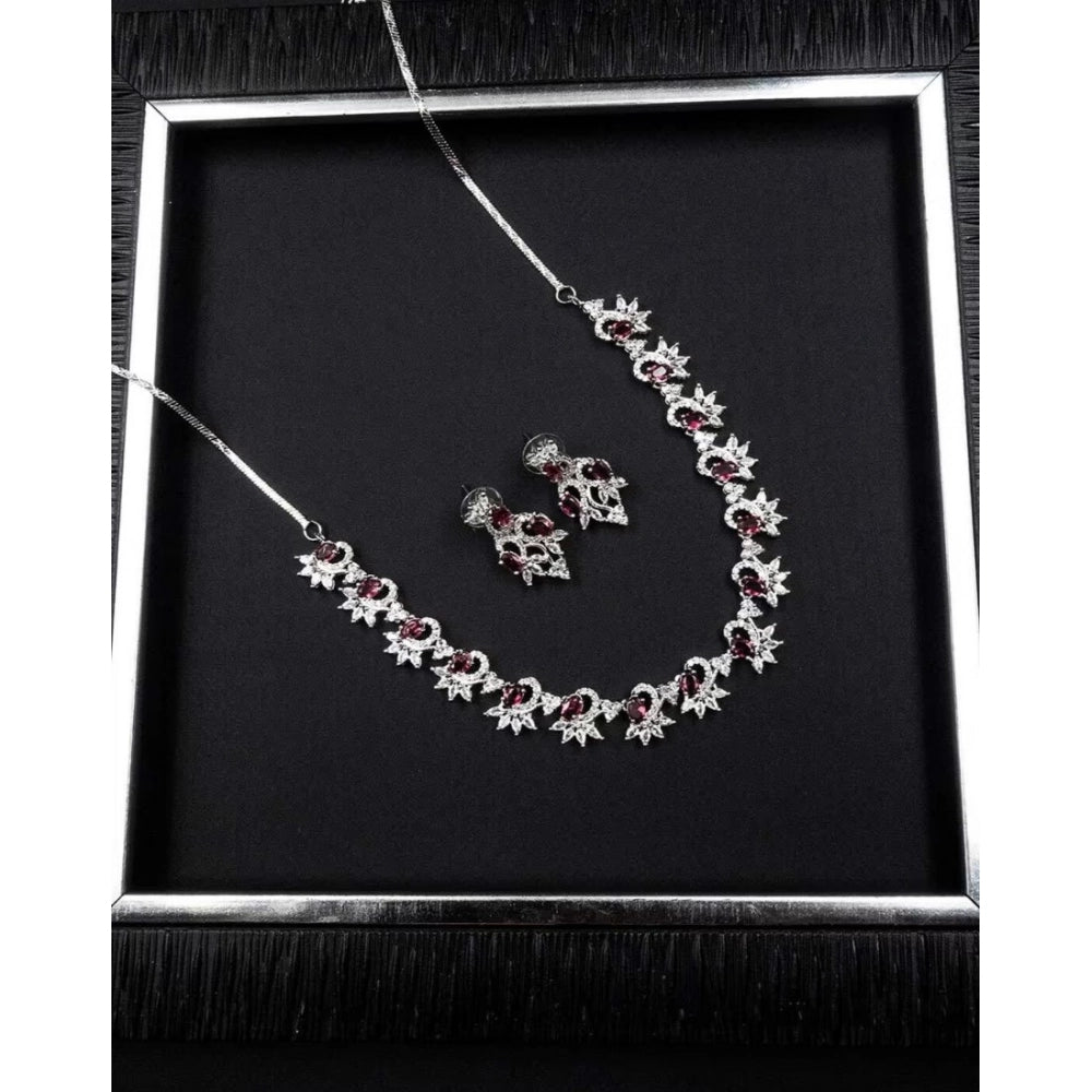 Red Silver-Plated Necklace Set No. 3 - Vkart - View 3