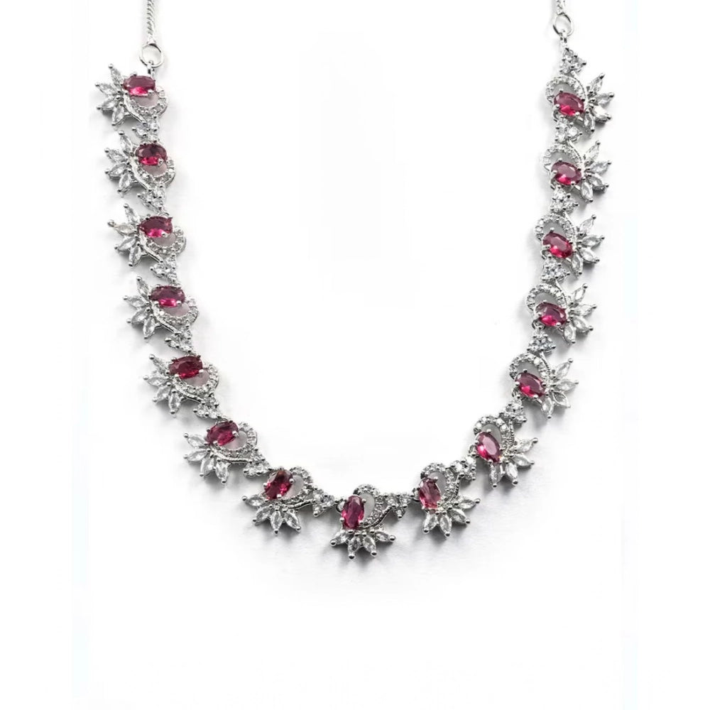 Red Silver-Plated Necklace Set No. 3 - Vkart - View 4