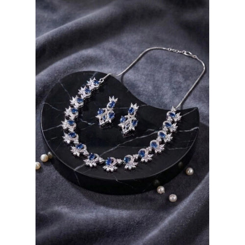 Blue Silver-Plated Necklace Set No. 4 - Vkart