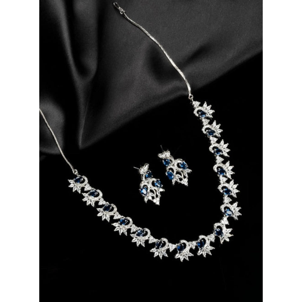 Blue Silver-Plated Necklace Set No. 4 - Vkart - View 3