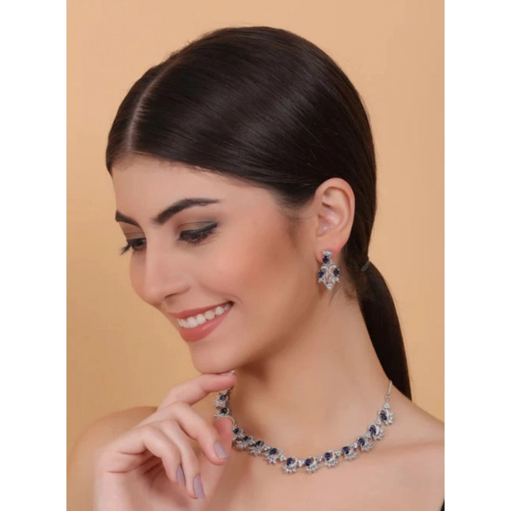 Blue Silver-Plated Necklace Set No. 4 - Vkart - View 4