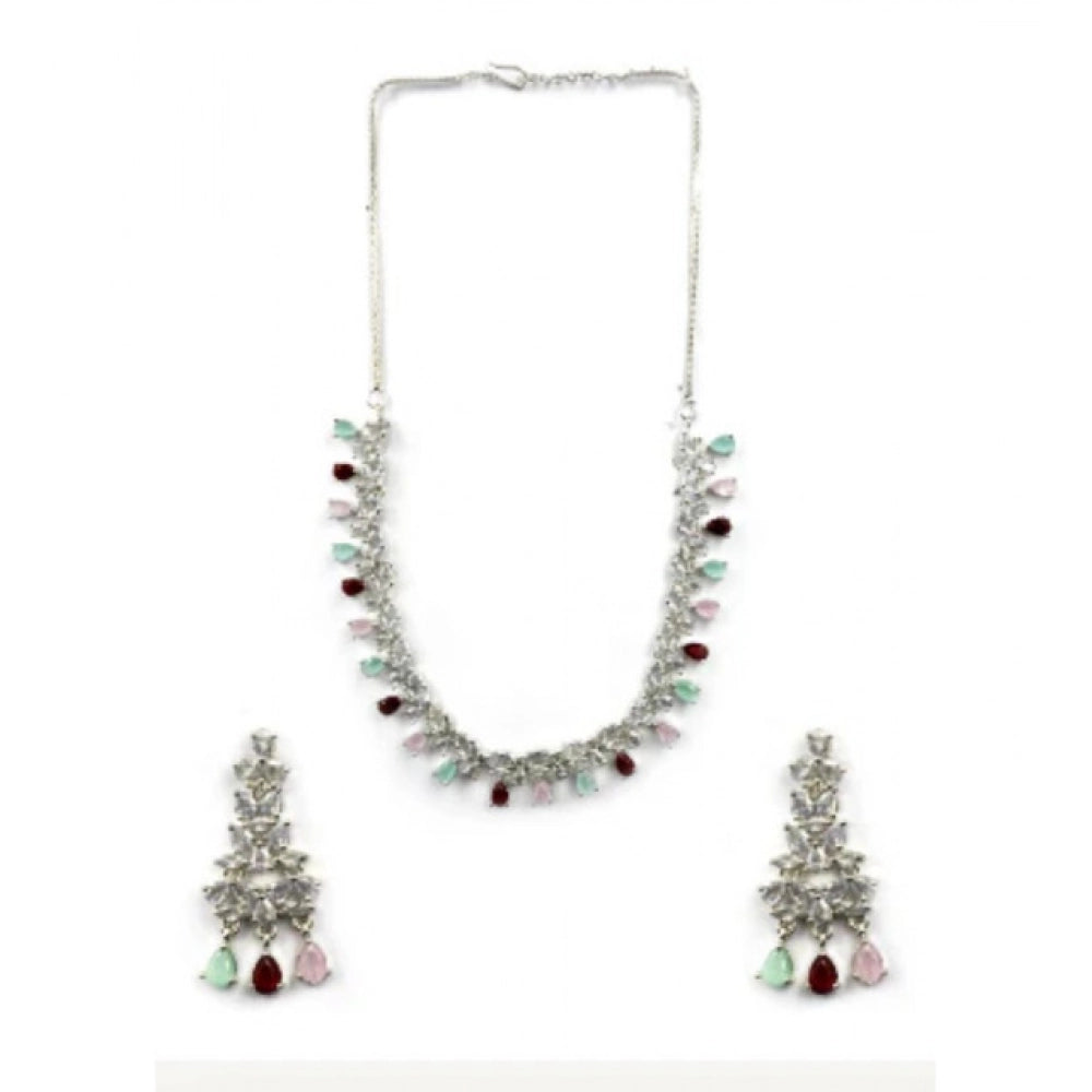 Multicolour Silver-Plated Necklace Set No. 3 - Vkart - View 2