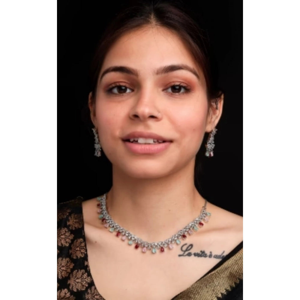 Multicolour Silver-Plated Necklace Set No. 3 - Vkart - View 3