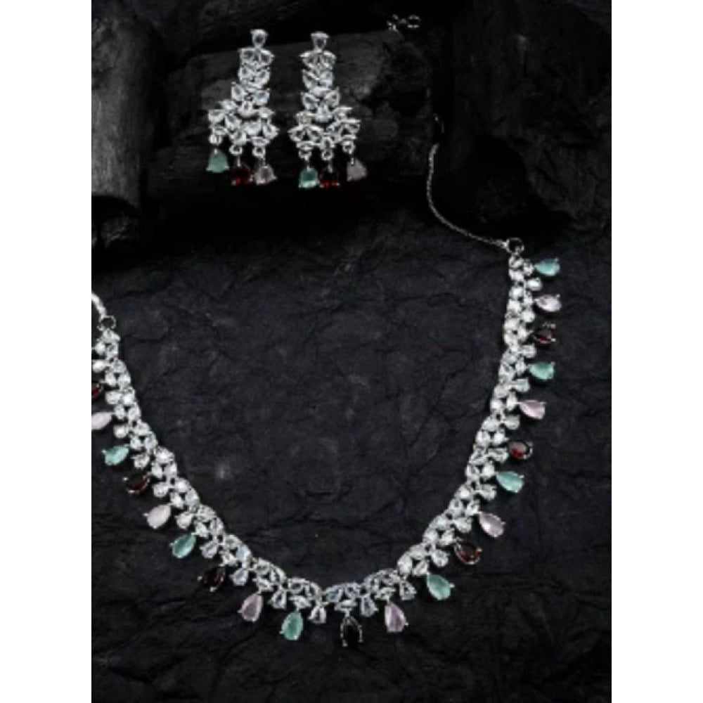 Multicolour Silver-Plated Necklace Set No. 3 - Vkart - View 4