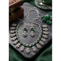 Green Silver-Plated Necklace Set No. 10 - Vkart