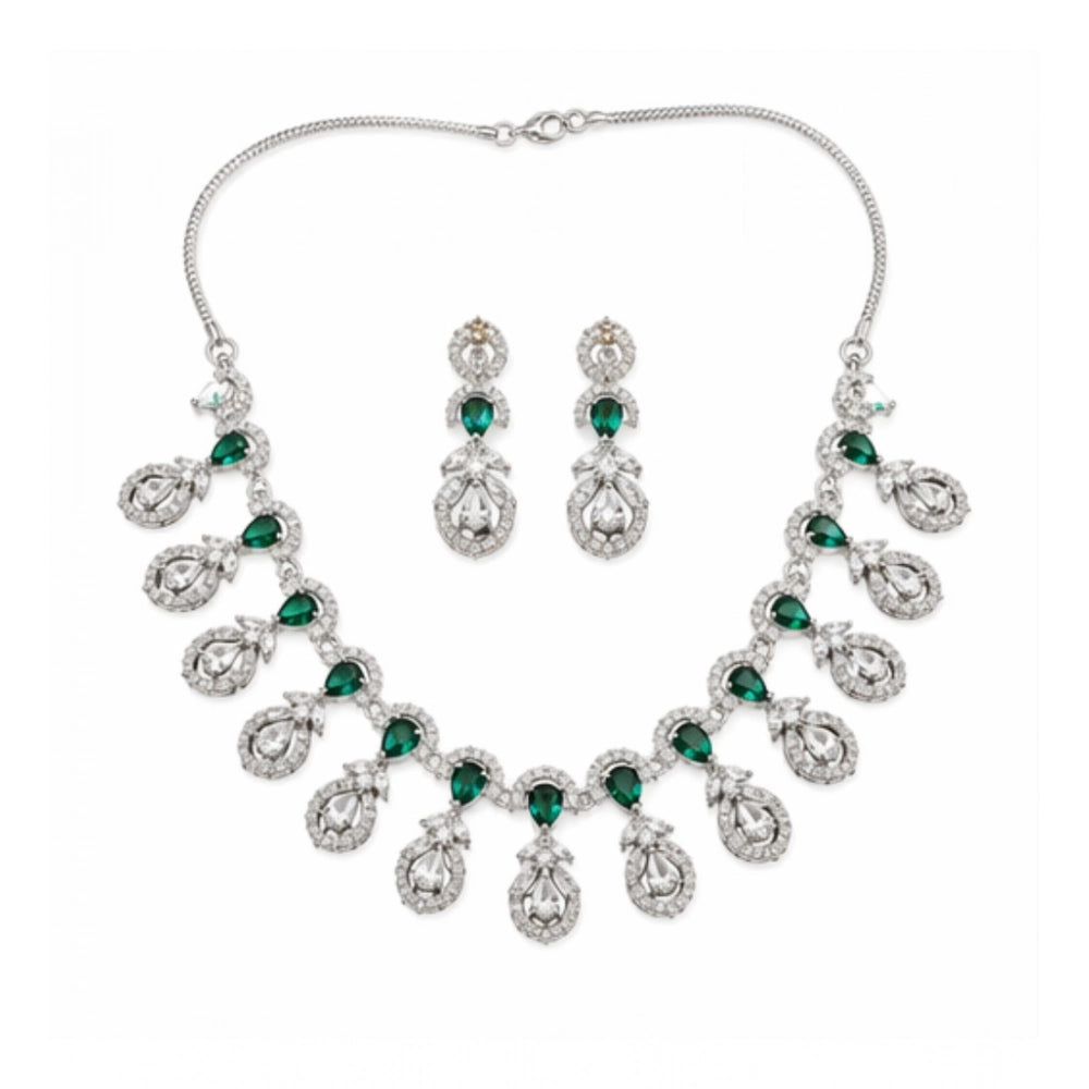 Green Silver-Plated Necklace Set No. 10 - Vkart - View 2
