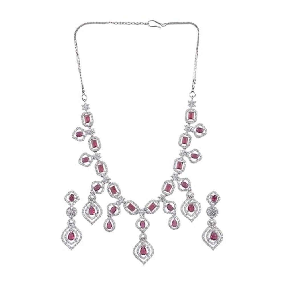 Red Silver-Plated Necklace Set No. 4 - Vkart - View 2