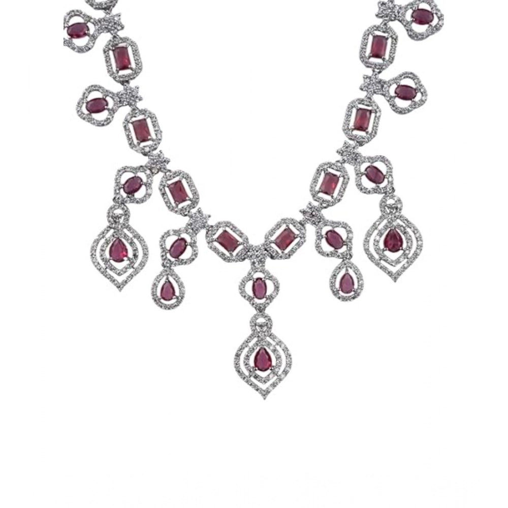 Red Silver-Plated Necklace Set No. 4 - Vkart - View 4